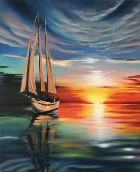 Solve Sailboat At Sunset By Lu Kuznetsova Jigsaw Puzzle Online With