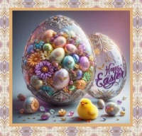 Happy Easter Eggs and Chick