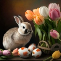 Bunny with Tulips 2