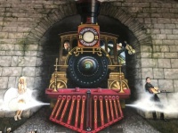 steam engine mural