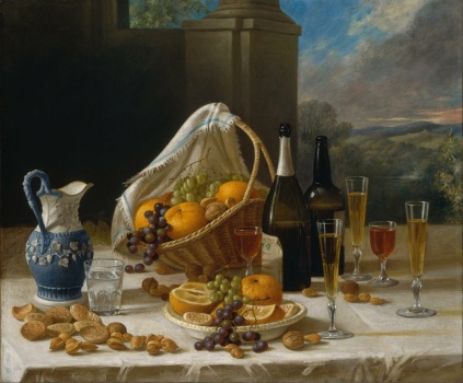 Table Still Life (Wine & Oranges)