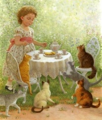 Cats at Tea Table from Dogs, Cats & Horses FB