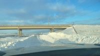 Snowdrift on the freeway in southwestern Minnesota.