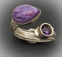 Sterling Ring with Amethyst and Charoite
