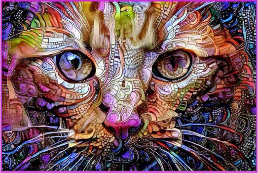 Solve Magnificent Psychedelic Cat jigsaw puzzle online with 77 pieces