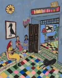 Blue Room with Red Candles