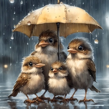 Solve It's raining, chick ! jigsaw puzzle online with 600 pieces