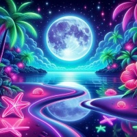 Neon tropical oasis