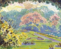 Fra min Have ved Rosenborg i København (From My Garden at Rosenborg in Copenhagen), Laurits Tuxen, 1913