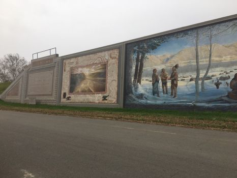 Murals on the flood wall in Portsmouth, Ohio.