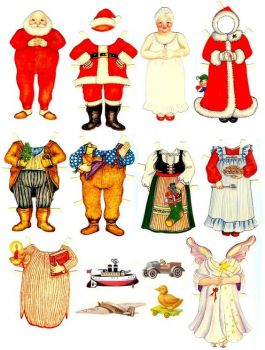 Solve Mr. and Mrs. Claus Paper Dolls jigsaw puzzle online with 63 pieces
