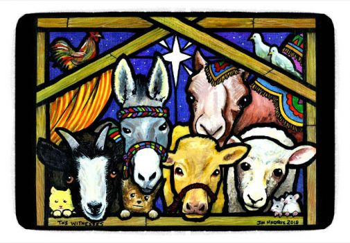 Solve A Christmas Manger with Friends jigsaw puzzle online with 70 pieces