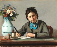 Adolf von Becker (Finnish, 1831–1909), A Girl Writing (1872)
