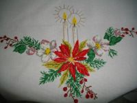 This is ¼ of the Christmas tablecloth I cross-stitched.