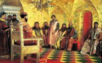 Andrei Ryabushkin - Tsar Mikhail Fedorovich with the boyars in his throne room ( small )