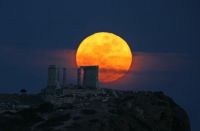 Blood Moon over the Temple of Poseidon 