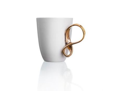 White and gold Mobius porcelain cup