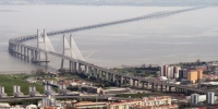 Vasco da Gama Bridge aerial view - Portugal. Copied from Internet.