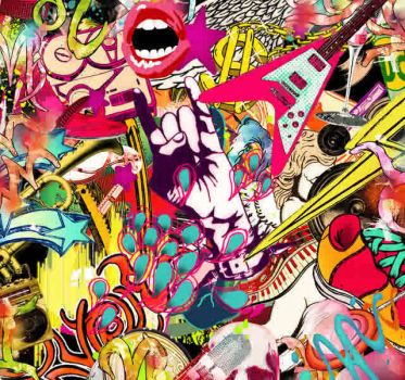 Solve Rock 'N Roll Graffiti jigsaw puzzle online with 110 pieces