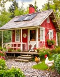 Red House and Chickens....