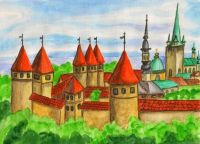 Talinn capital of Estonia Original painting Irina Afonskaya