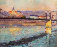 Robert Antoine Pinchon (French, 1886–1943), Triel sur Seine, le pont du chemin de fer (1904)