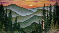 Sunset in the Forest Pointillism
