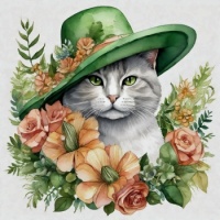 Cat in Green Hat, resizable 9 to 483 pieces