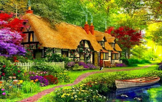 Solve Woodland Walk Cottage jigsaw puzzle online with 24 pieces