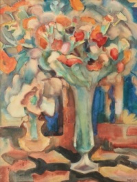 Leo Gestel (Dutch, 1881–1941), Still Life with Flowers in a Glass Vase (1917)