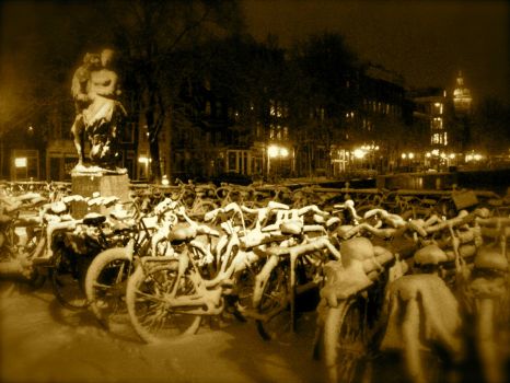 bikes in the snow