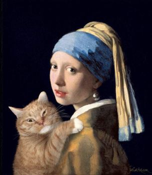 Girl with the pearl Earing (with a fat cat) -FATCATART