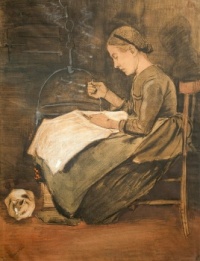 Woman Sewing and Cat , Vincent van Gogh, September 1881
