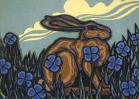 Seasonal Art - Spring / Summer - Hare in Blue Meadow Papercut (12 - 88 Pieces)