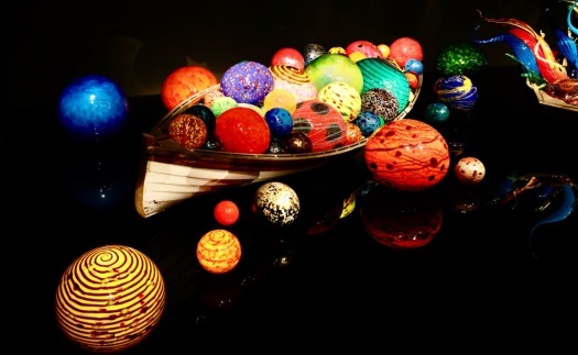Chihuly Glass balls in boat