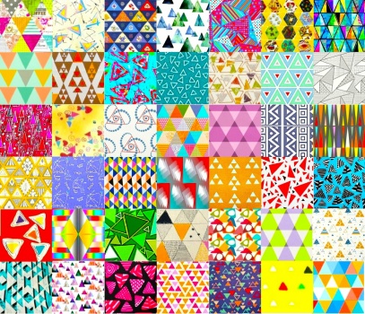 Solve PATCHWORK TRIANGLES 95 jigsaw puzzle online with 72 pieces