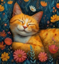 Cat in the Flowers