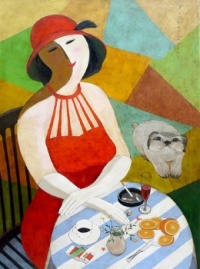 Merab Jalagonia Artwork   -   'Lady  in A Red Dress'