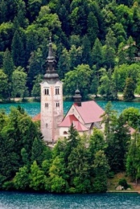 Igreja no Lago Bled, Eslovénia