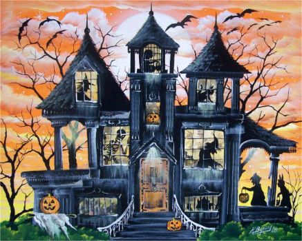Solve witch haunted house jigsaw puzzle online with 63 pieces
