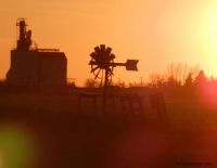 Prairie Windmill at Sunset