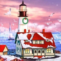 Whimsical Lighthouse in Winter