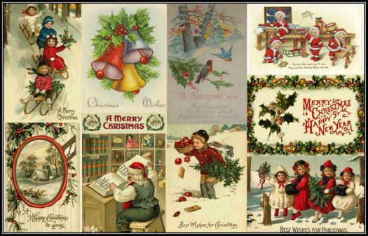 Solve Vintage Christmas Cards: Small jigsaw puzzle online with 35 pieces