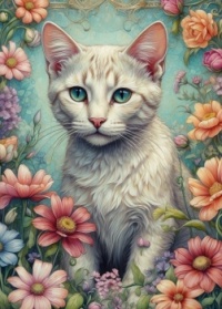 Cat With Flowers 01