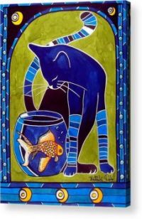 Blue Cat with Gold Fish