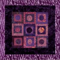 patchwork of pink and purple squares and circles