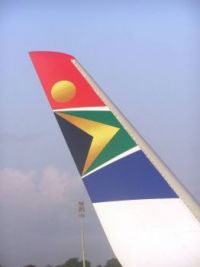 Wing tip of a South African Airways plane