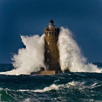 lighthouse and wave