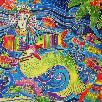 Solve Laurel Burch Fabric - Ocean Songs Collection - Mermaid Panel ...