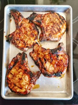 Four Pork Chops Grilled for Less than $7 Total